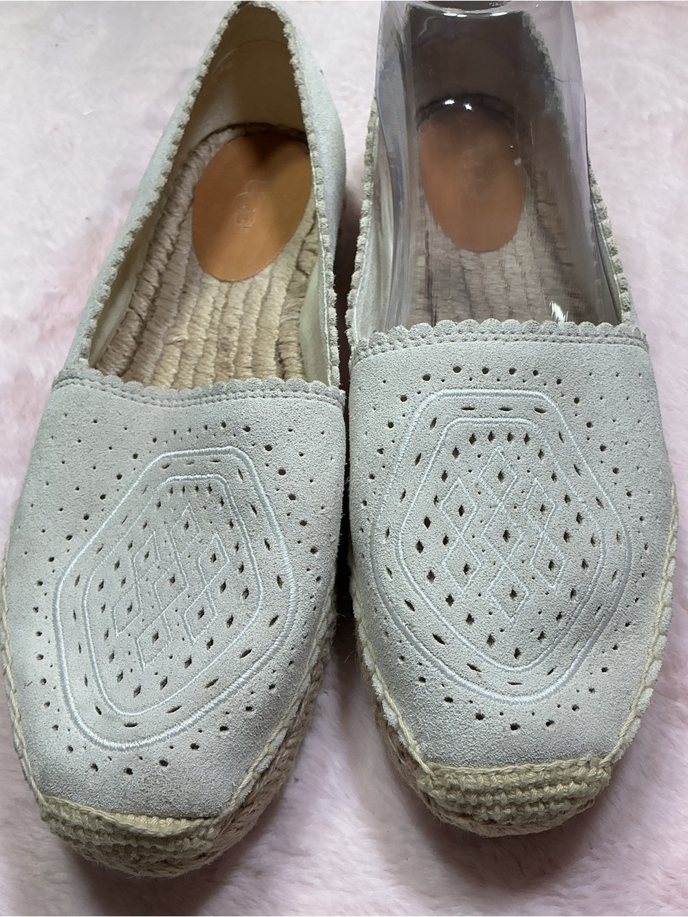 UGG Cream Perforated Suede Espadrille Flats - Picture 6 of 6